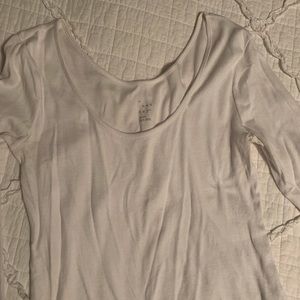 A New Day White Scoop Neck Ribbed Long Sleeve